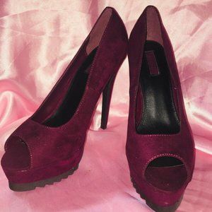 Forever 21 Wine Red Faux Suede Heels